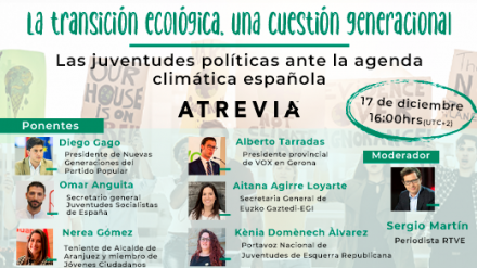 Nuevo webinar (17.12): II sesión de «La transición ecológica, una cuestión generacional»